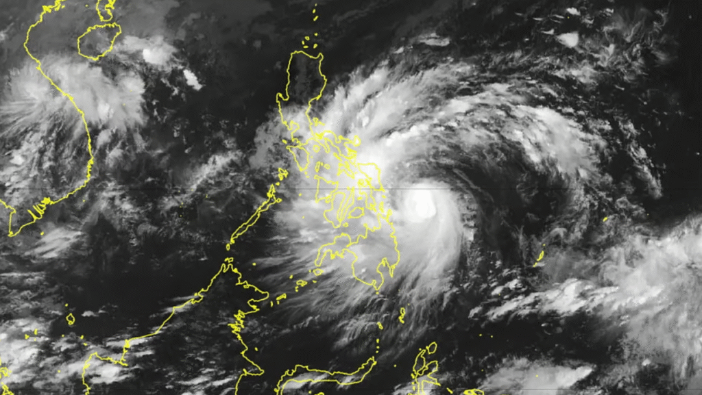 satellite image of typhoon tino over the philippines 2025