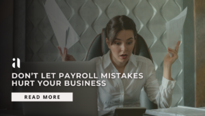 young female payroll officer stressed sitting on desk