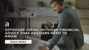 Happy financial adviser on laptop online meeting with virtual assistant